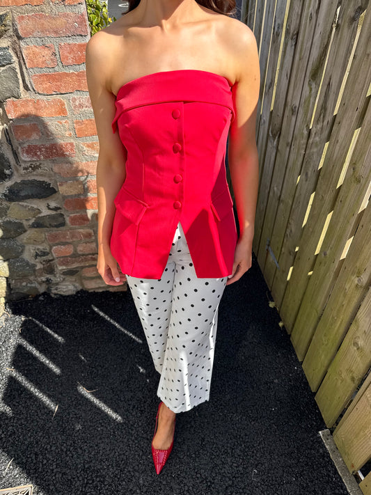 Ruby Bandeau Top in Red