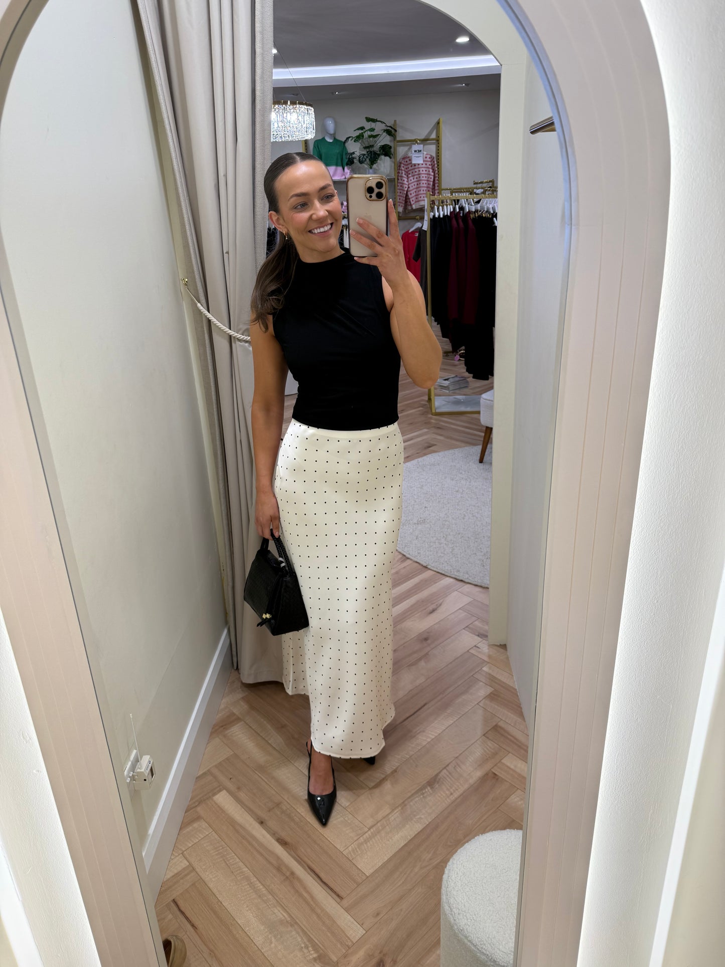 Vifadia polkadot midi skirt