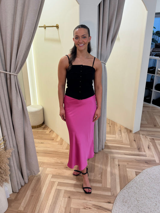Viellette satin skirt in Fiji Pink