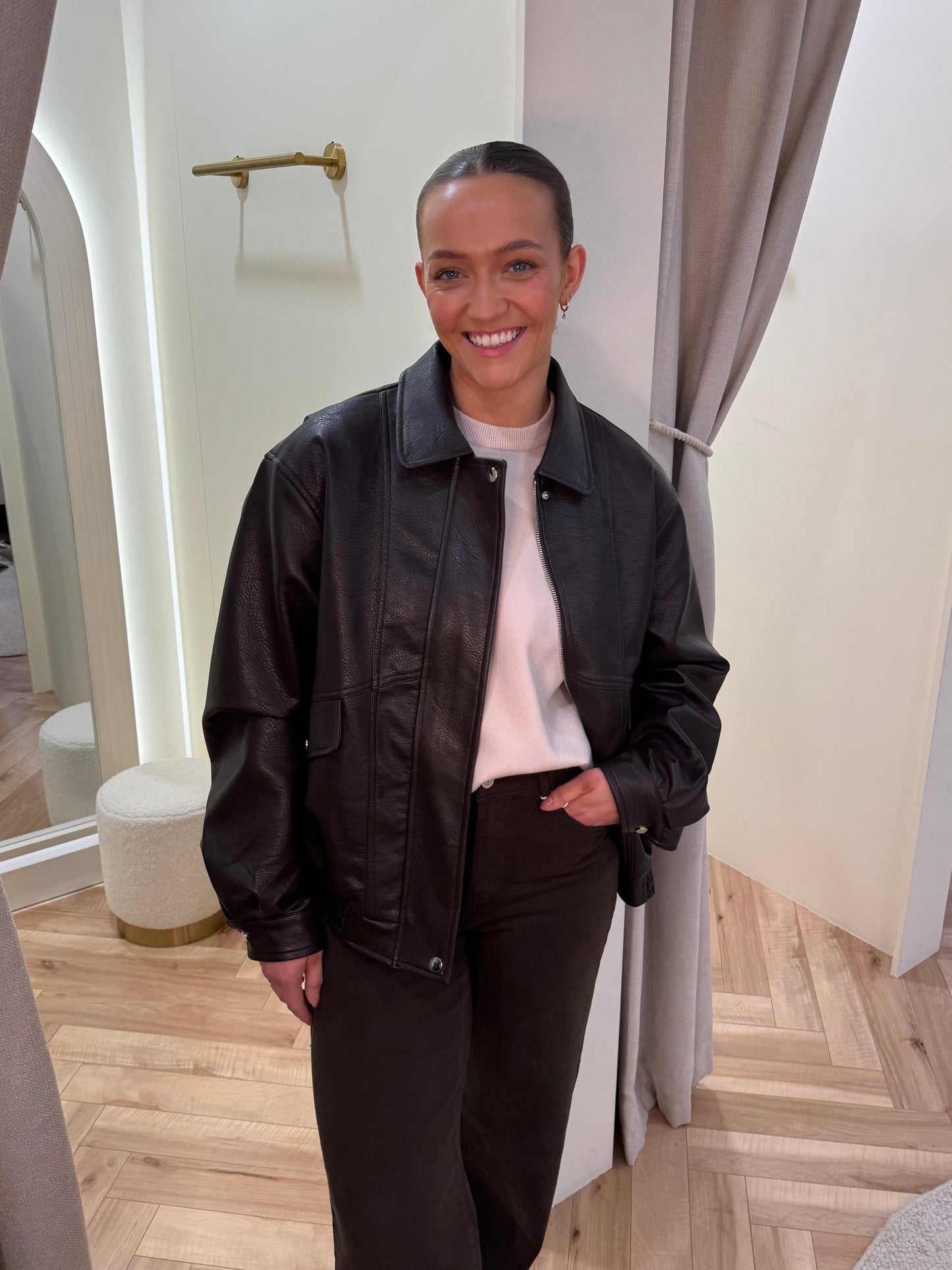 Hayden Leather Jacket in Brown