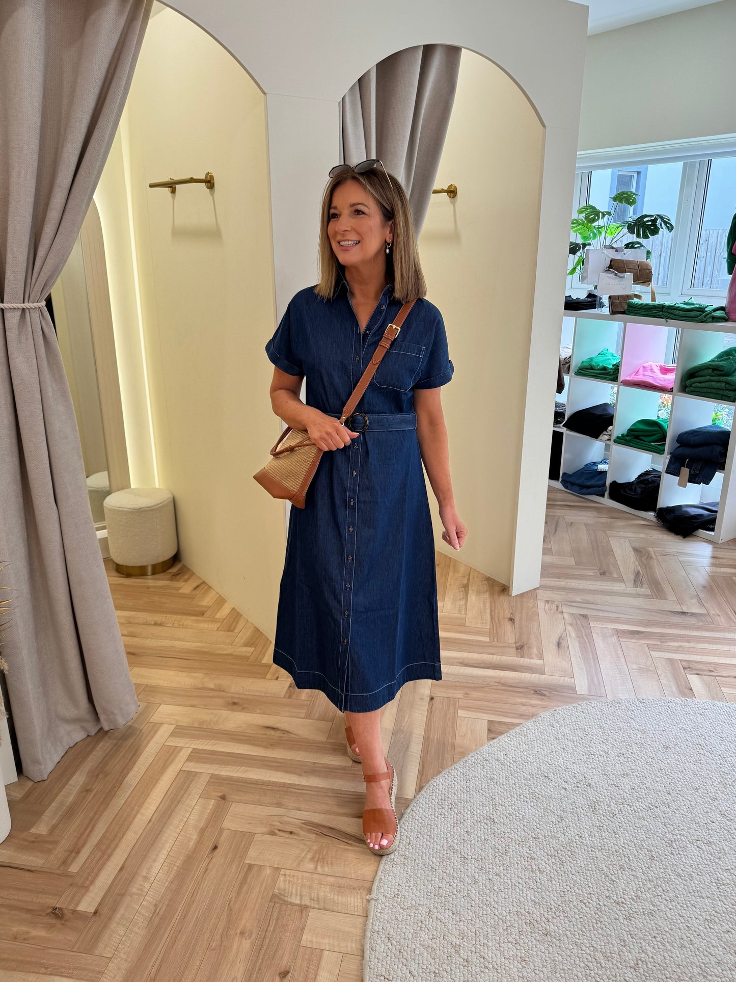 Sugarhill Brighton Lourdes Midi Shirt Dress - Deep Blue Denim