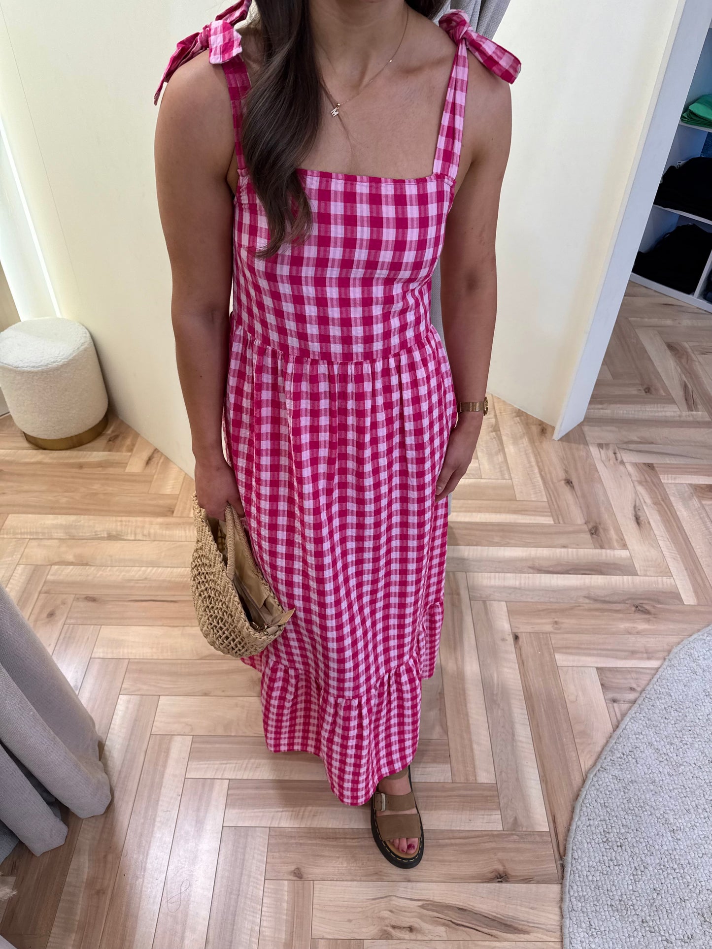 Ihfelicia Dress in Very Berry/Pink Check
