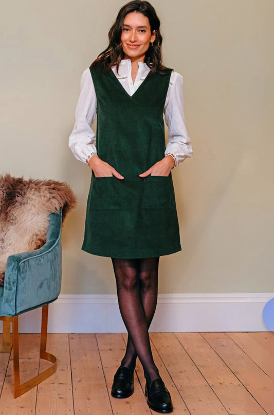 Kacy Tunic Dress in Green Cord