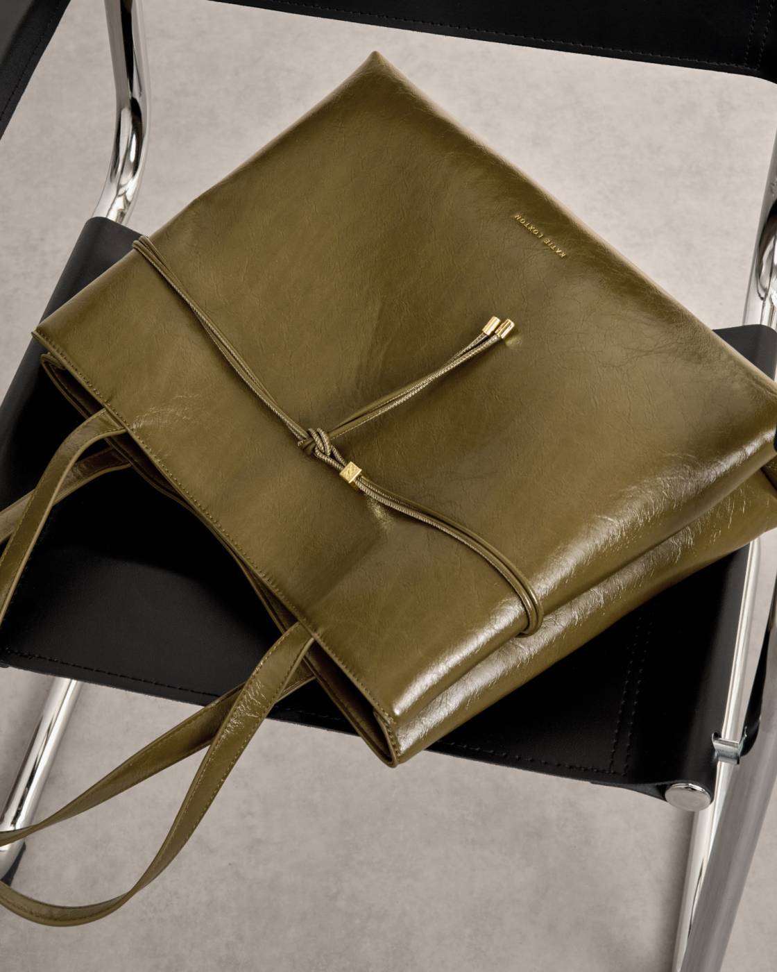 Lori Patent Crackle Tote Bag in olive
