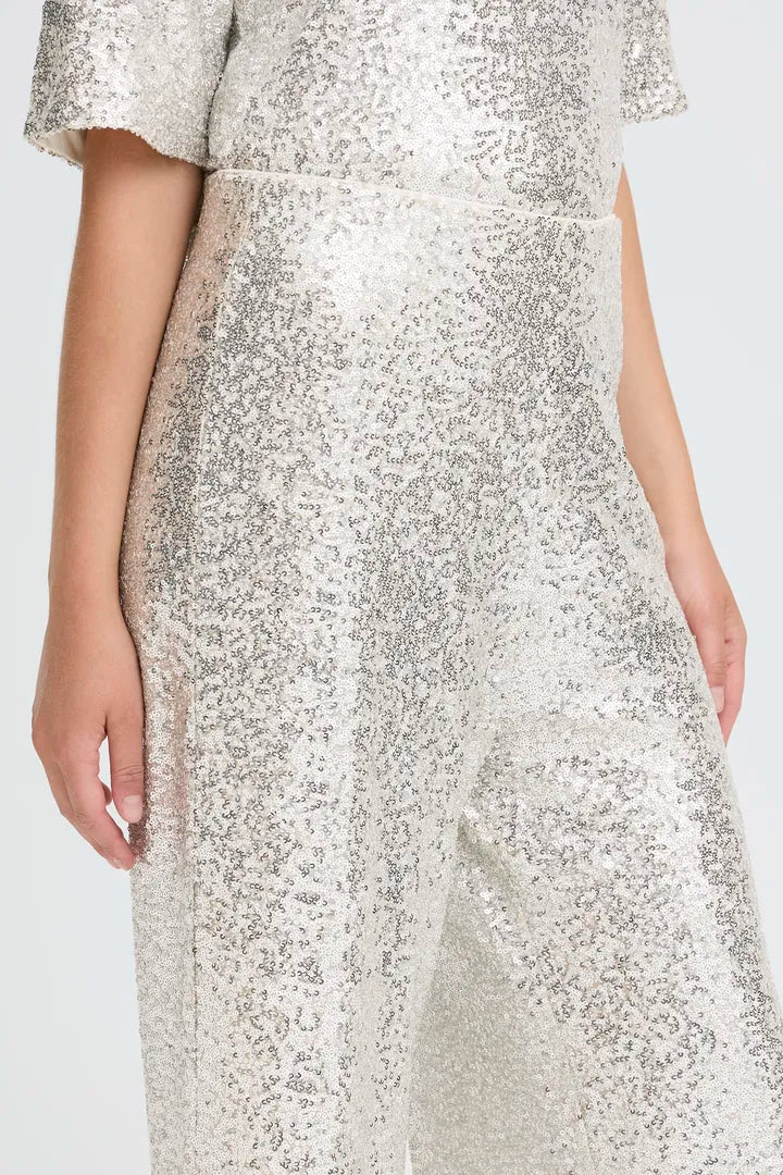 Fauca sequin trousers in frosted almond