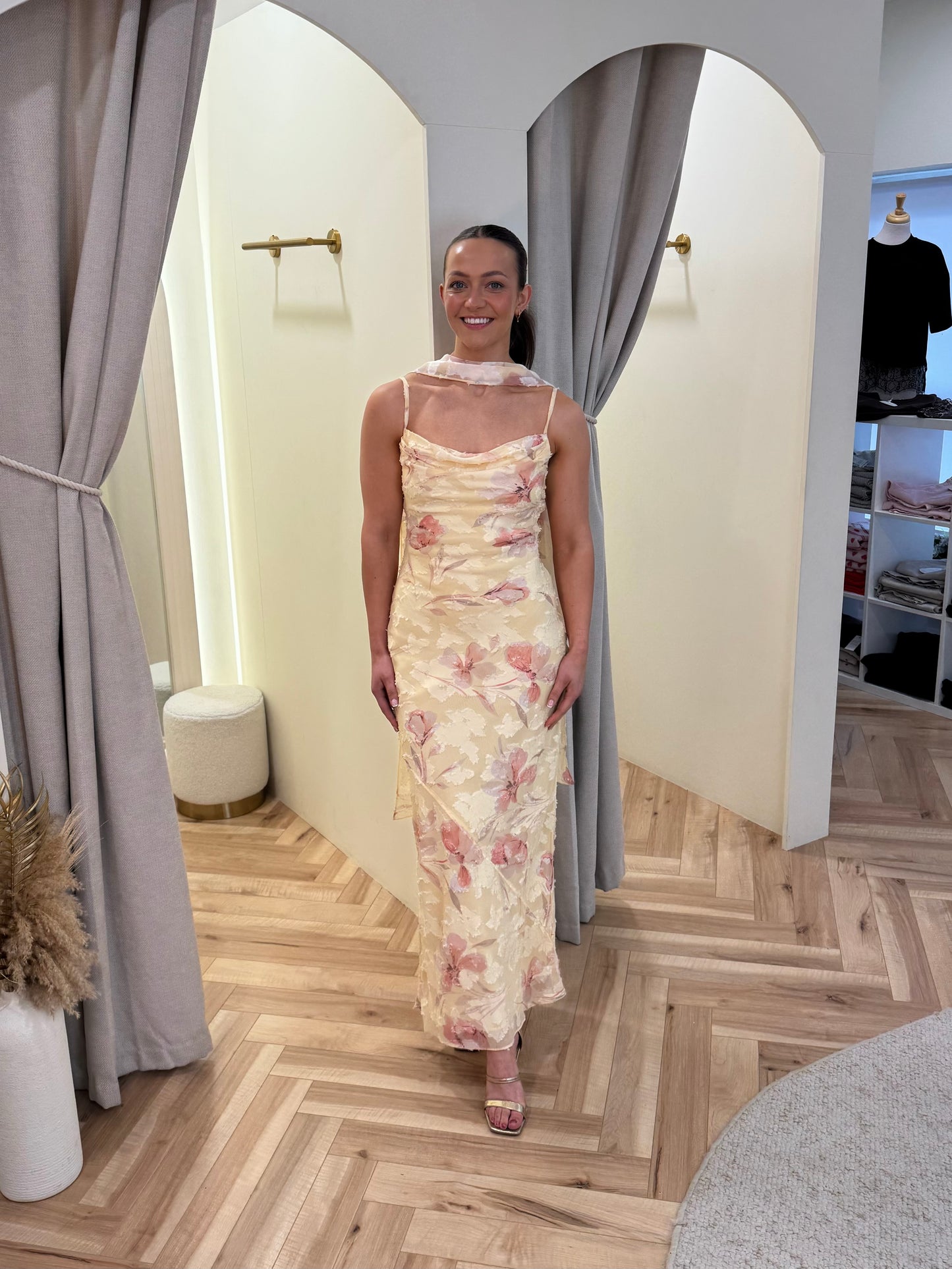Eden Scarf Jacquard Printed Maxi Dress