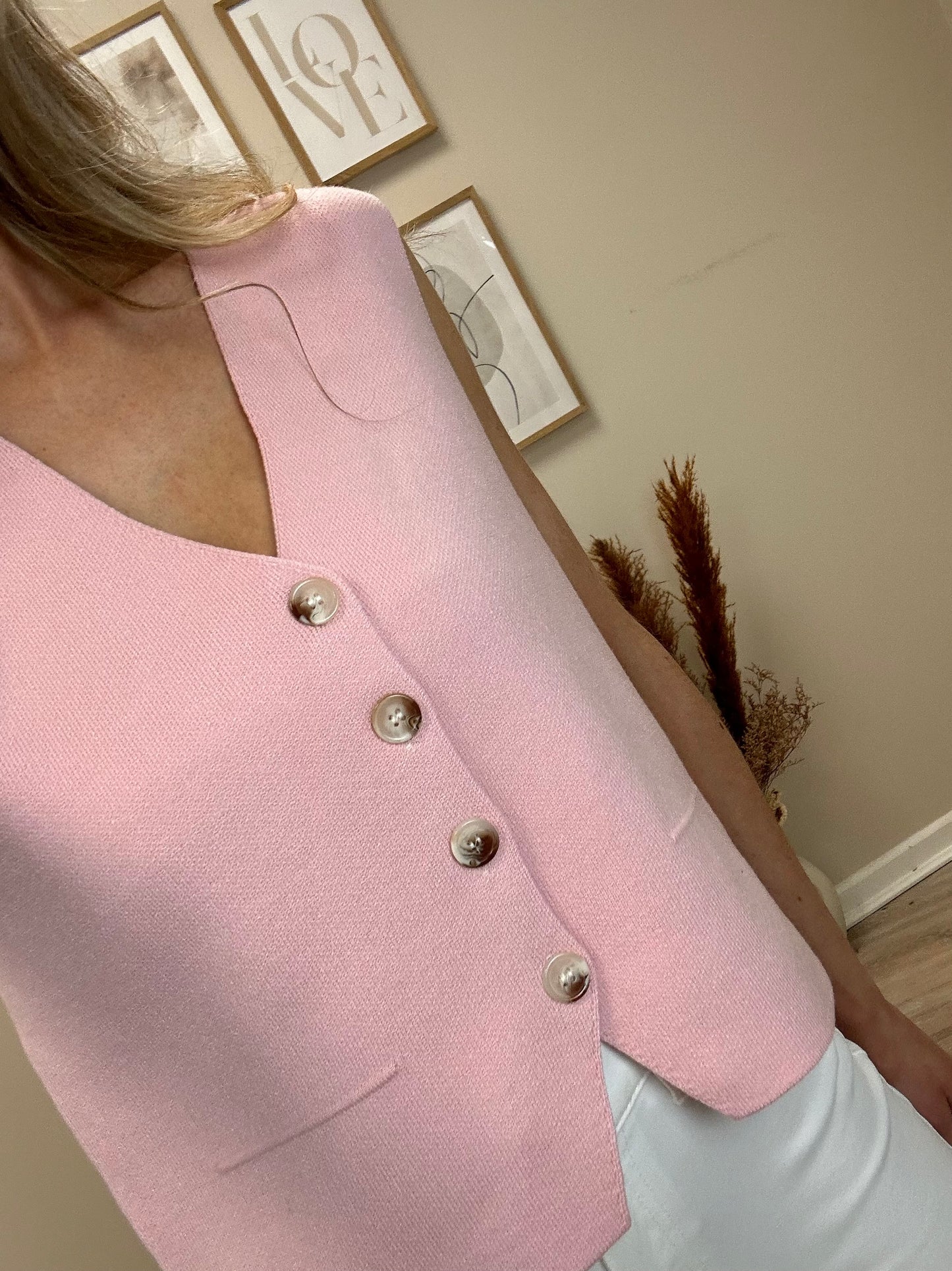 Willow Knit Waiscoat in Pink