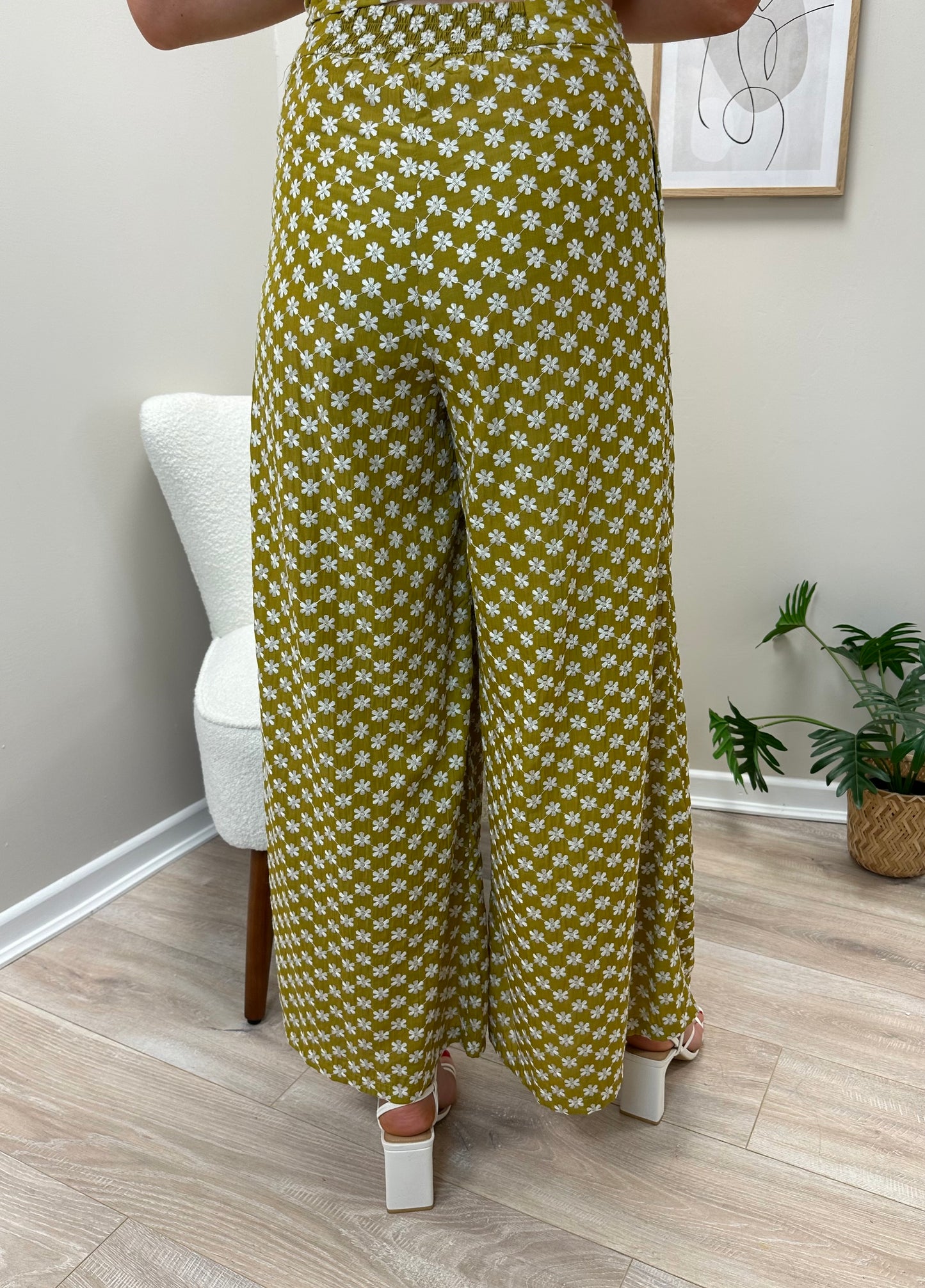 Traffic People Evie Palazzo Trousers In Green