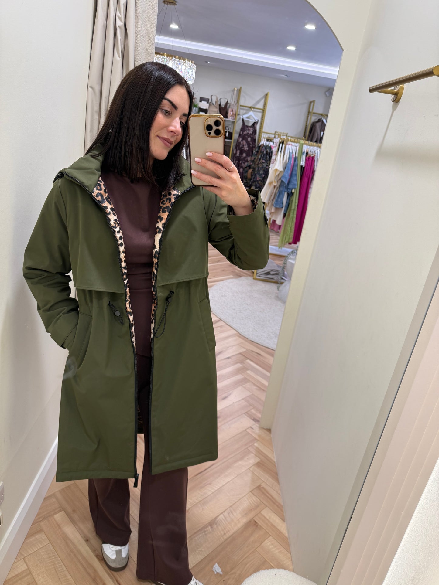 Khaki Hooded Trench Coat