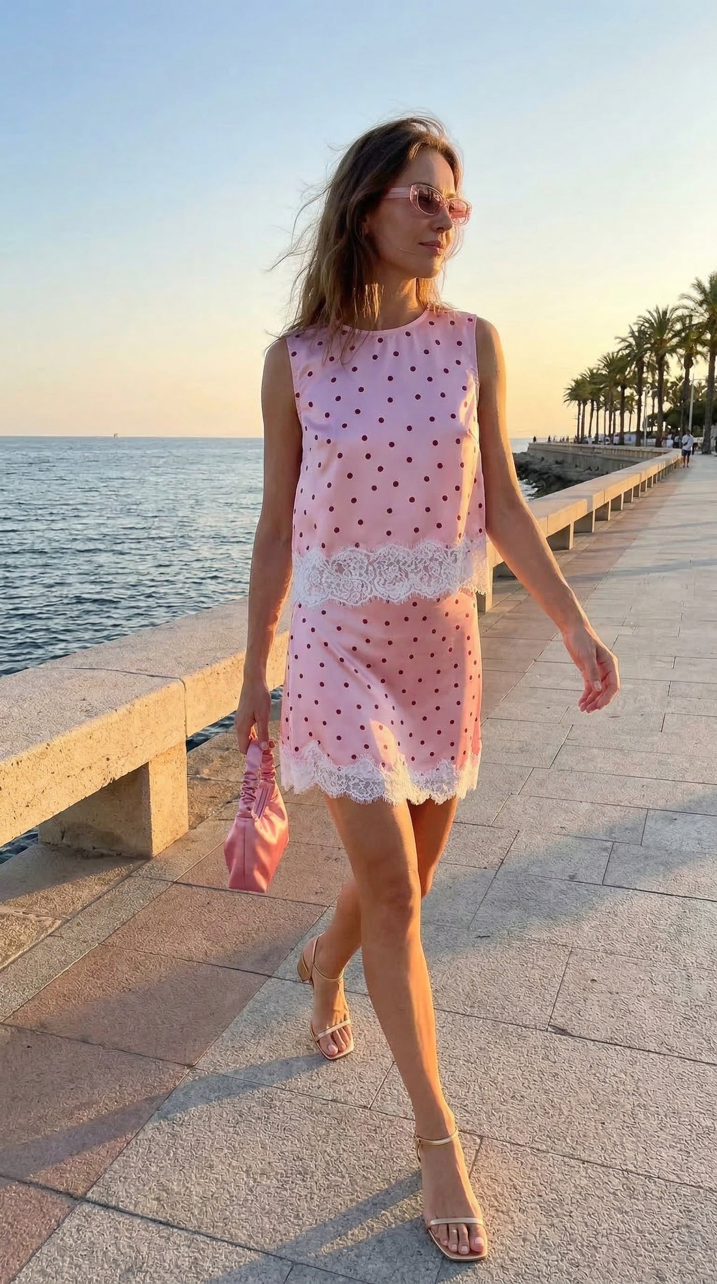 Roma Skirt in Pink & Red Polkadot