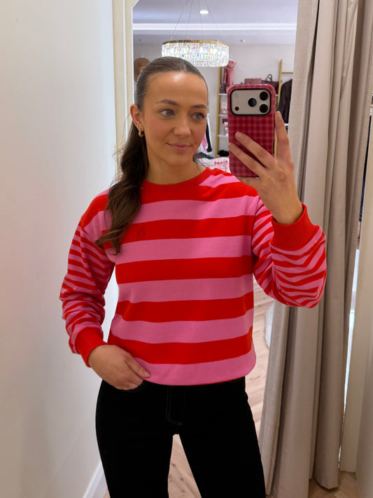 Ihlulani Sweater in Fiery Red & Wild Orchid