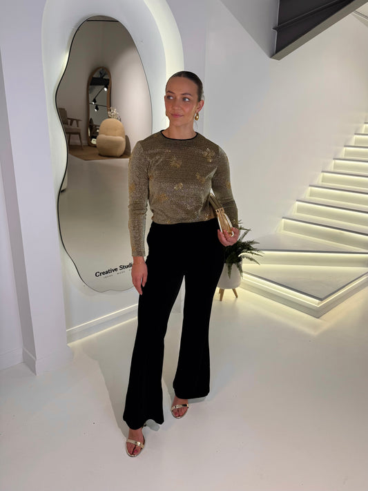 Traffic People velvet Ceeci Trousers in Black