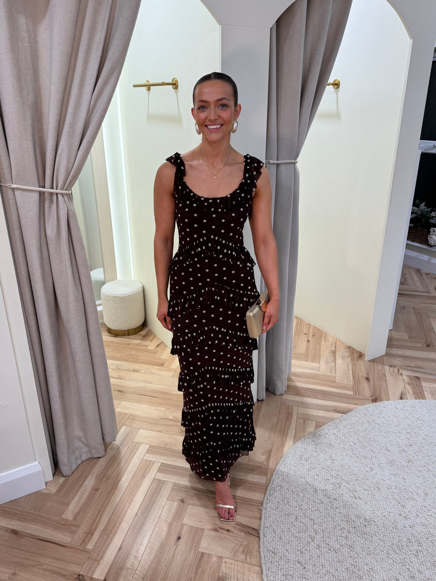 Cecile Ruffle Mesh Maxi Dress