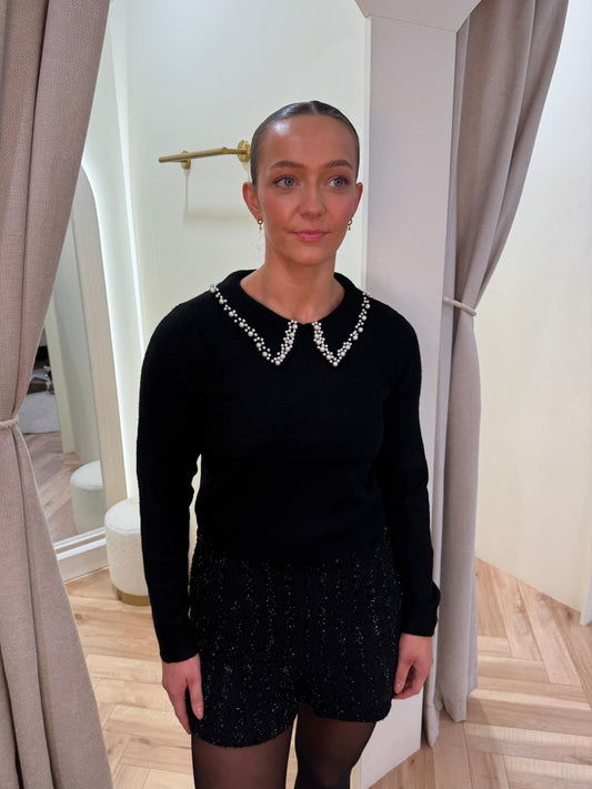 Pearl Collar Knit Pullover