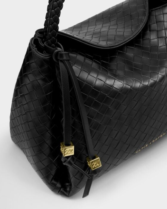 Nova Woven Texture Top Handle Bag in black