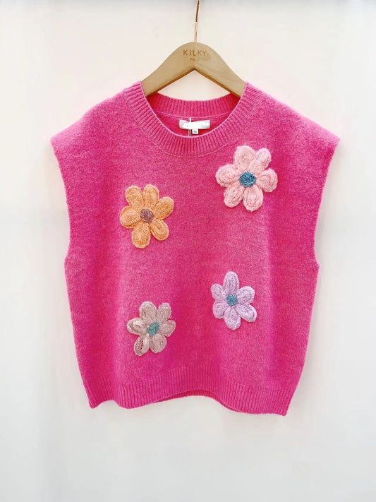 Poppy Knit Vest in Pink