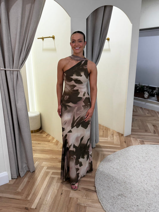 Sheree One Shoulder Chiffon Maxi Dress