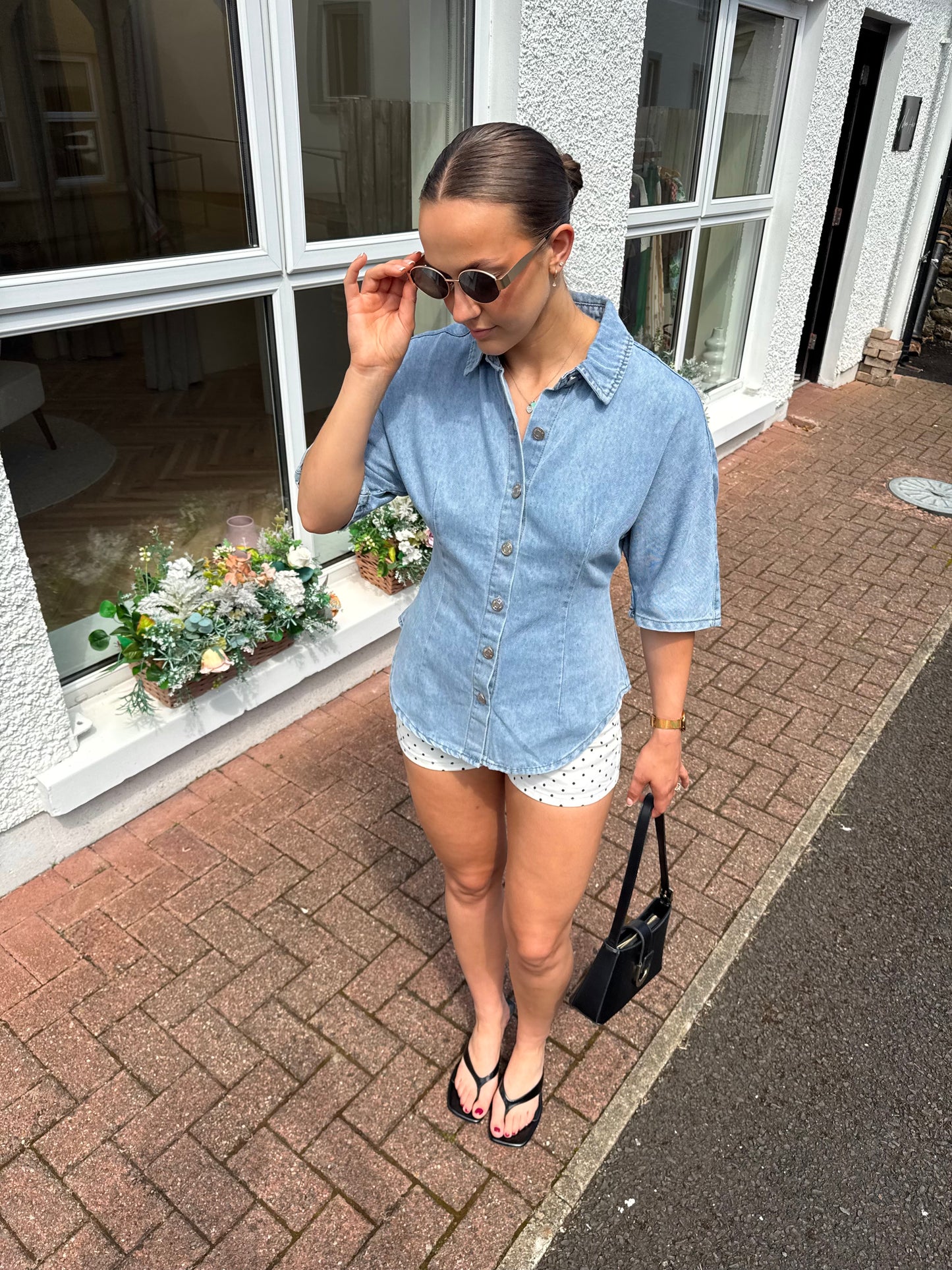 Chloe Denim Fitted Shirt in Light Blue