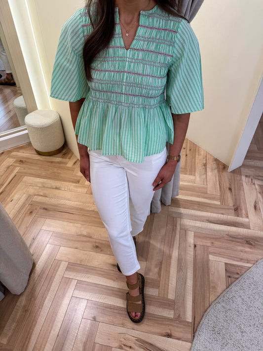 Ihlocy Top in Green/Birch Stripe