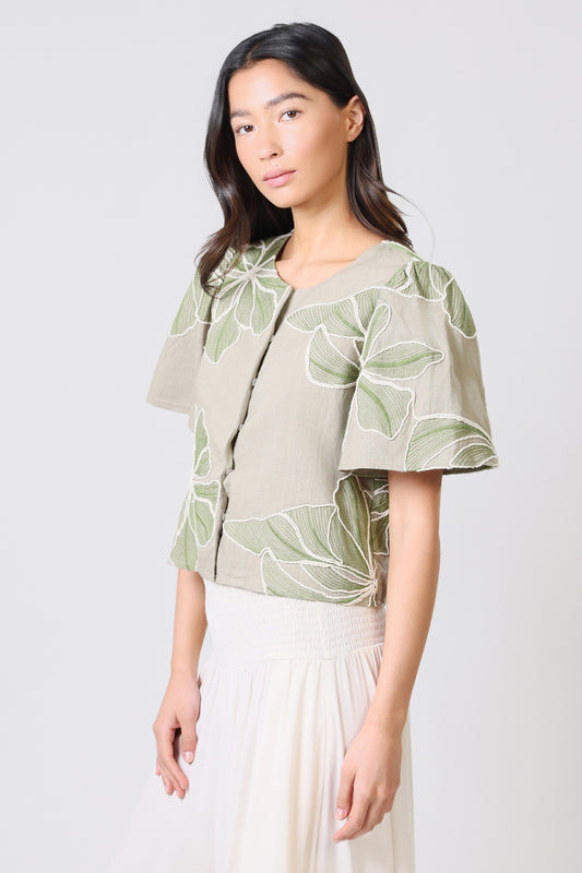Traffic People Daisy Top in Green