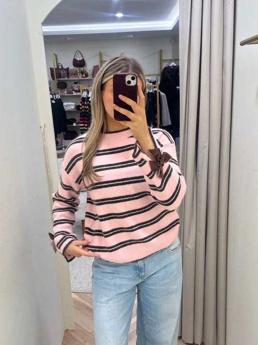 Rosie pink and brown stripe jumper