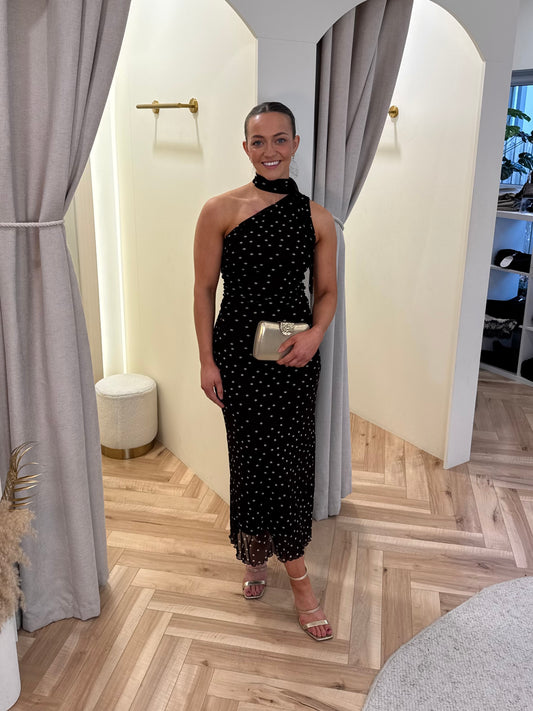 Polkadot midi dress in Chocolate Brown