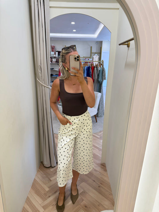 Square Neck Slinky Top in Brown