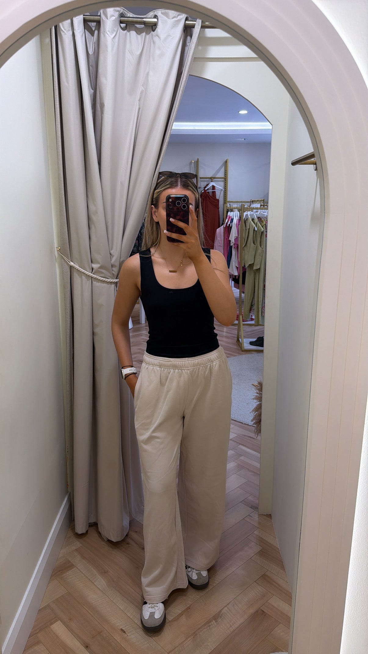 Beige wide leg joggers