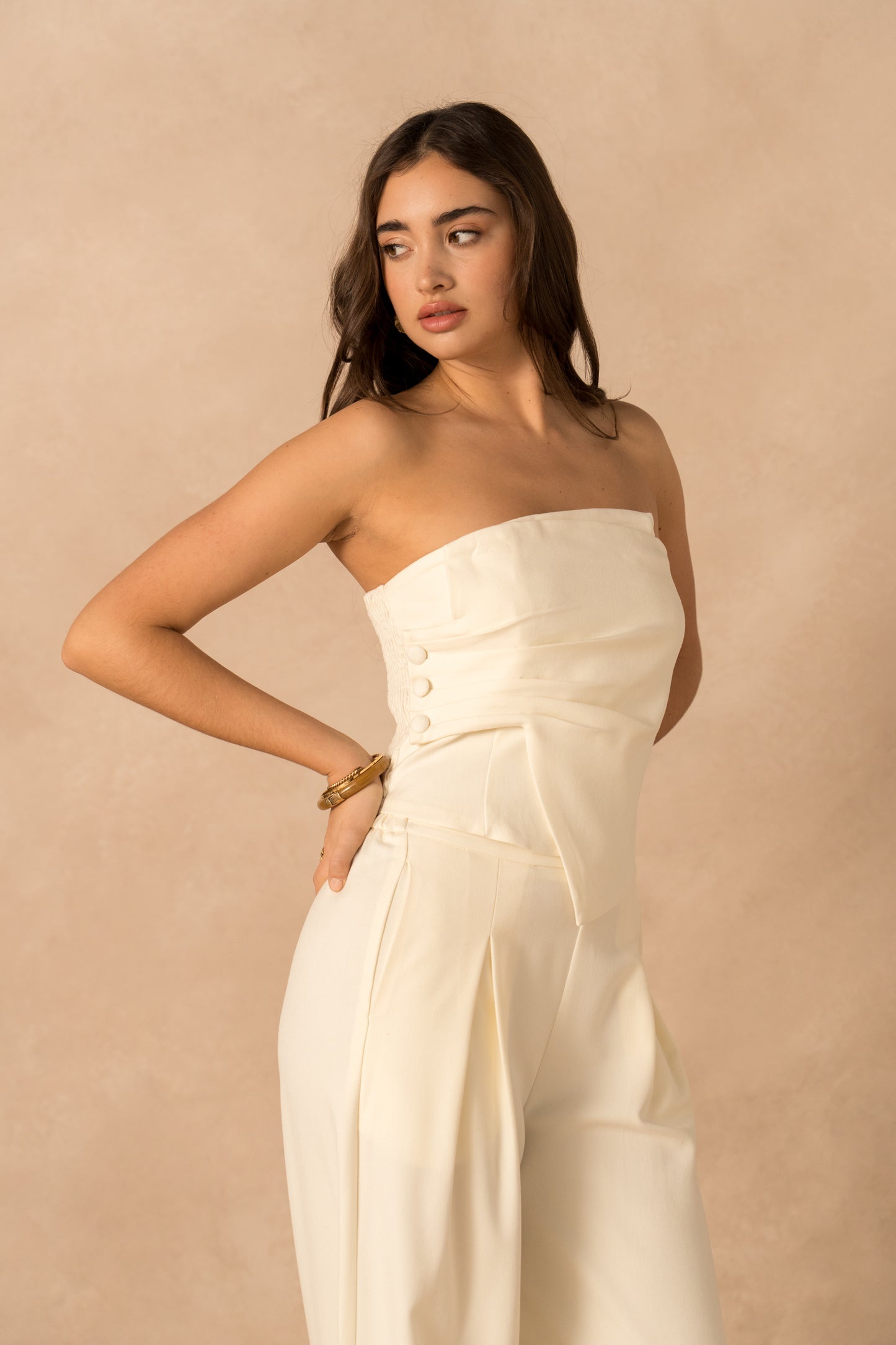 Leah Bandeau Top in butter yellow