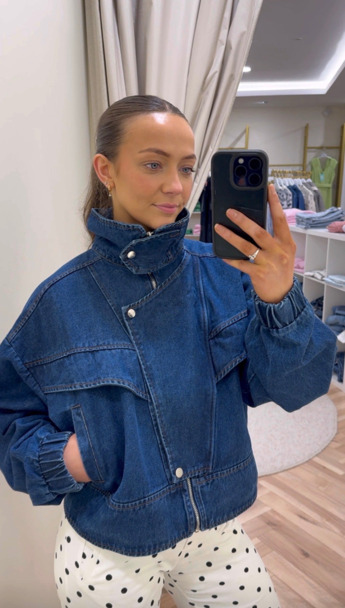 Harley Funnel Neck Denim Jacket