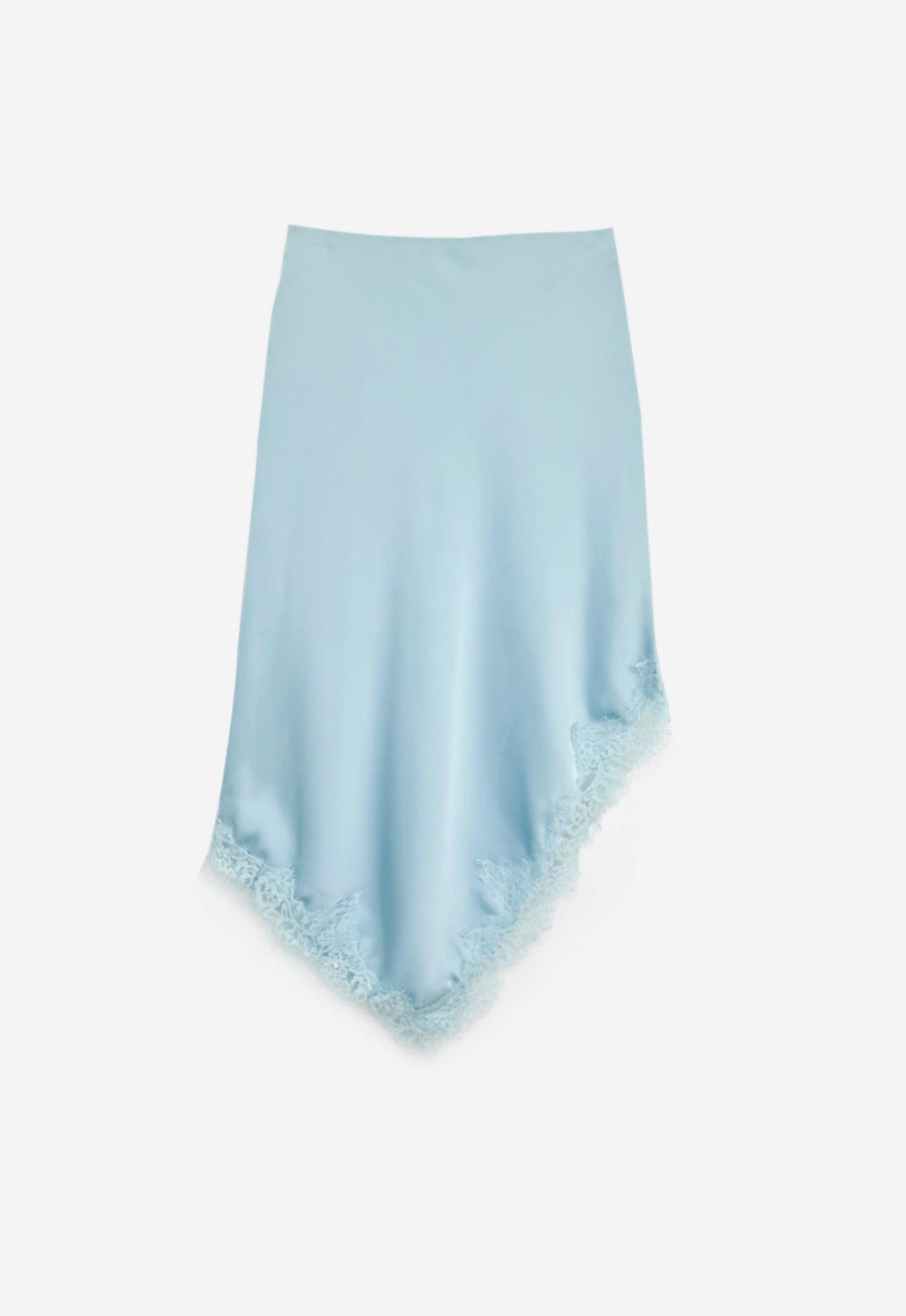 Estelle Satin Asymmetrical Skirt in Blue