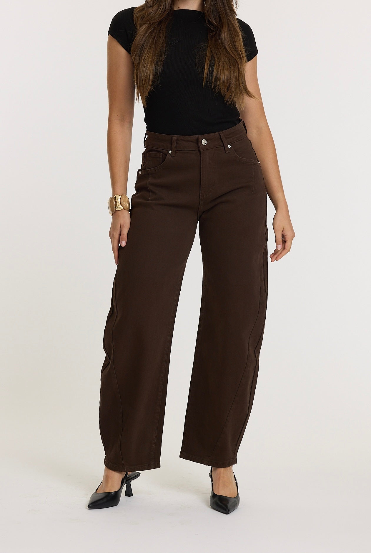 Margot Balloon Jeans in Brown