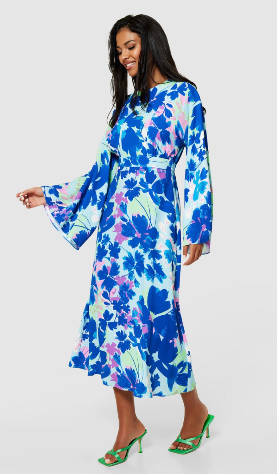 Blue A Line Kimono Dress