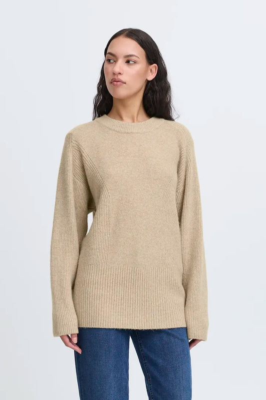 Ihducie Knit Pullover in Oatmeal Melange