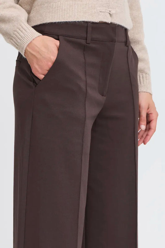 Ihkate Wide Leg office Trousers in Chocolate Torte