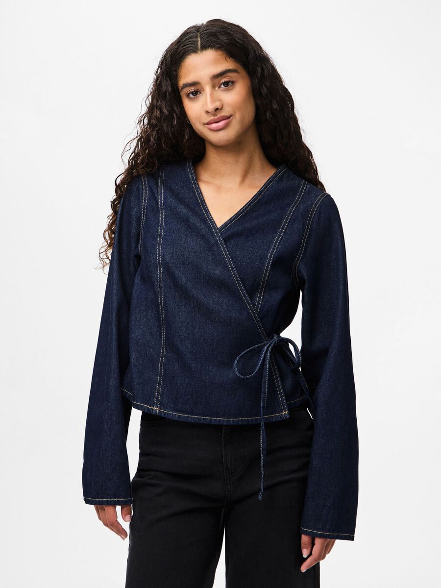 Fenna Denim Wrap Top