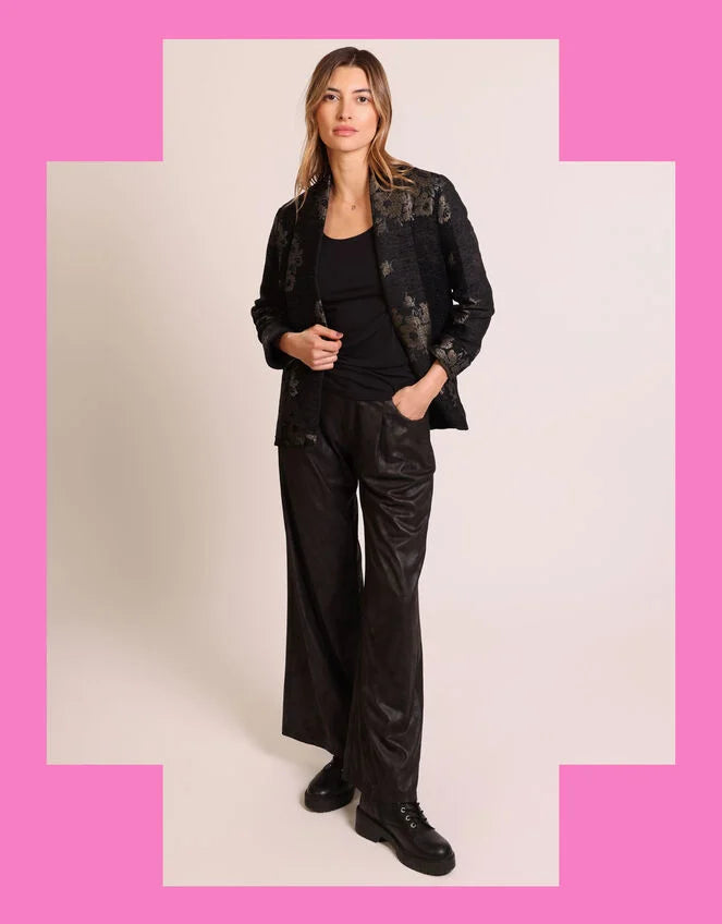 Traffic People Jacquard Boyfriend Jacket in black