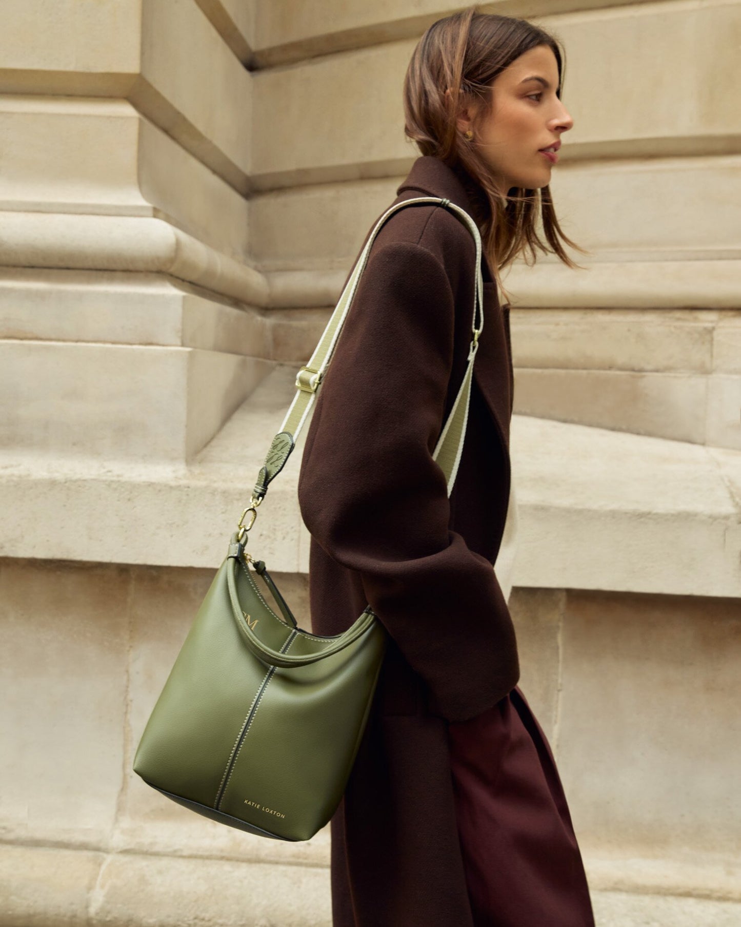 Hallie Satchel Bag in Khaki