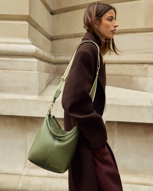 Hallie Satchel Bag in Khaki
