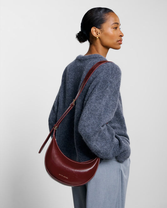 Amina Patent Crackle Sling Bag in Cherry