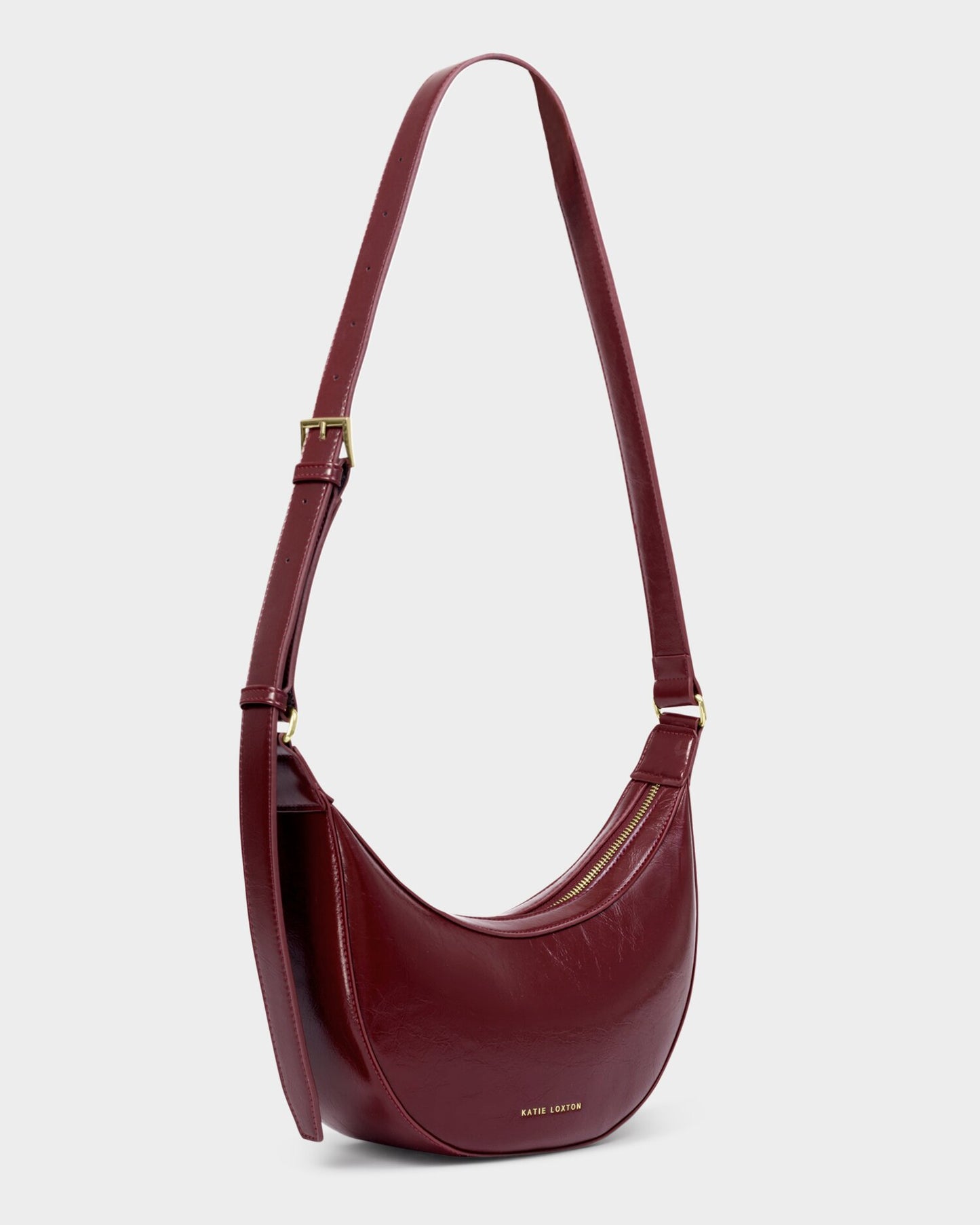 Amina Patent Crackle Sling Bag in Cherry