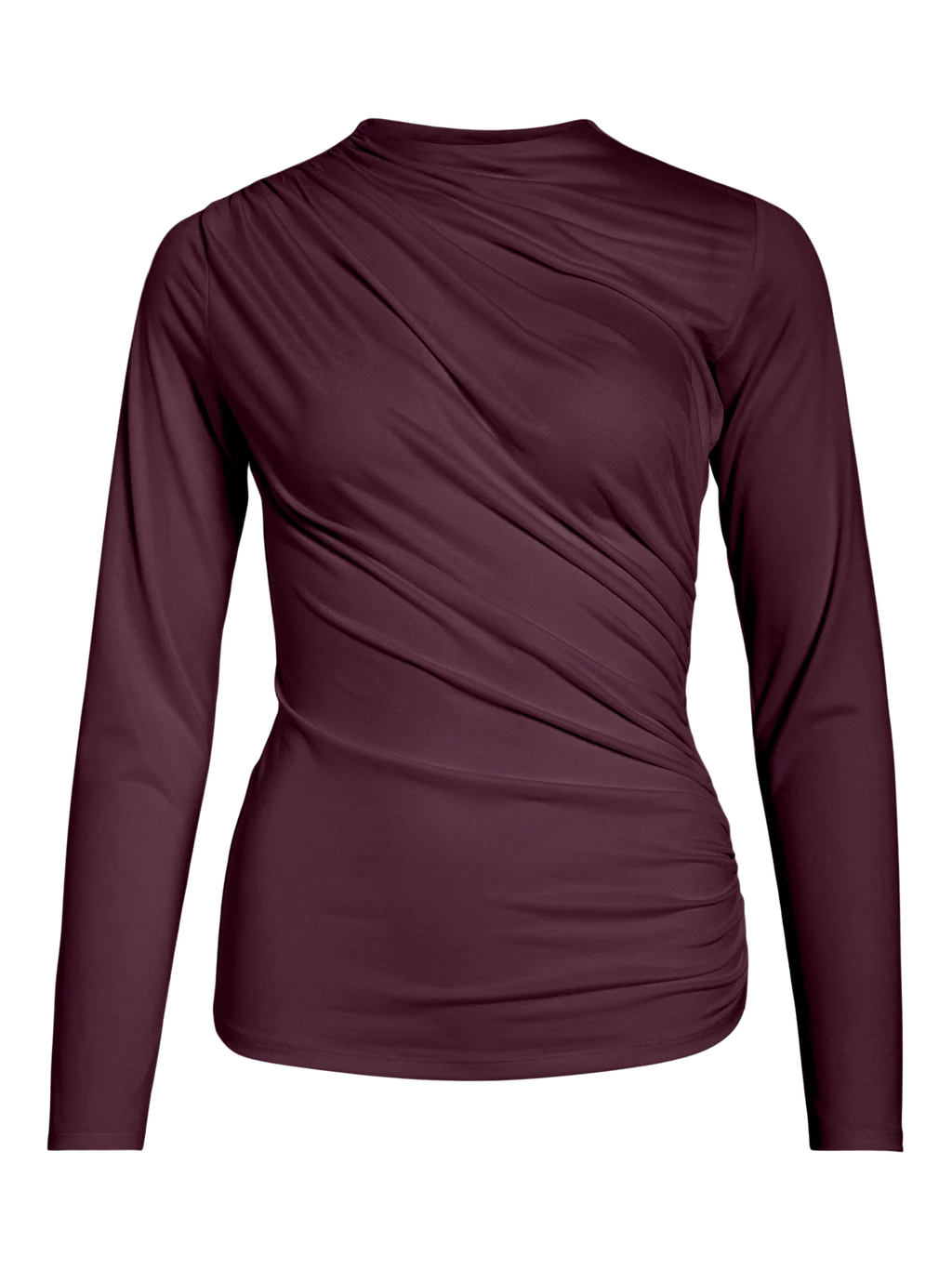 Vizurna Funnel Neck Top in Fig