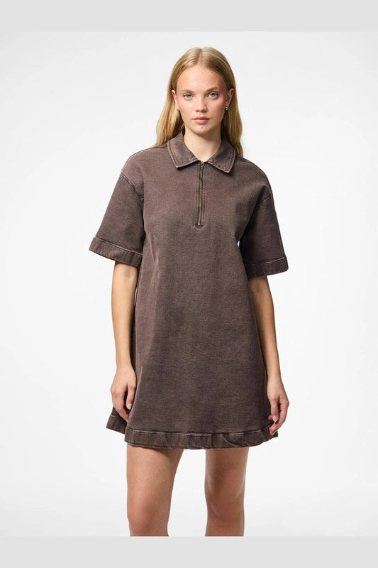 Elma brown denim dress