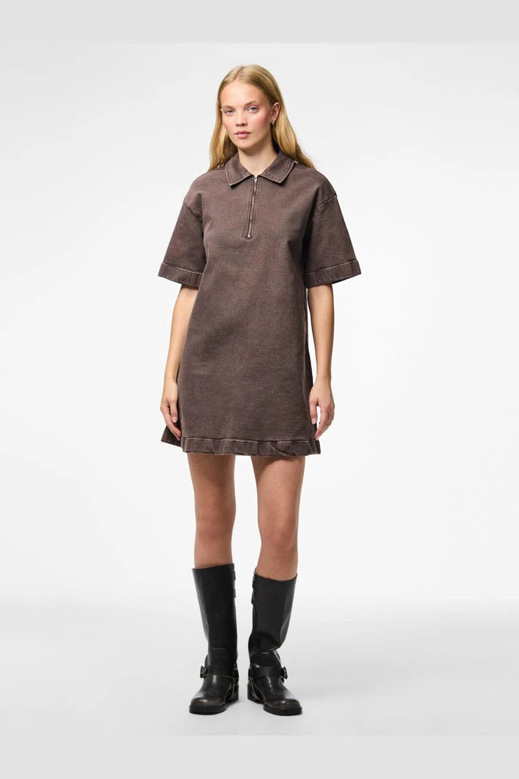Elma brown denim dress
