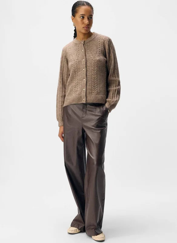 Melba Lisa Wide Coated Trousers in Brown