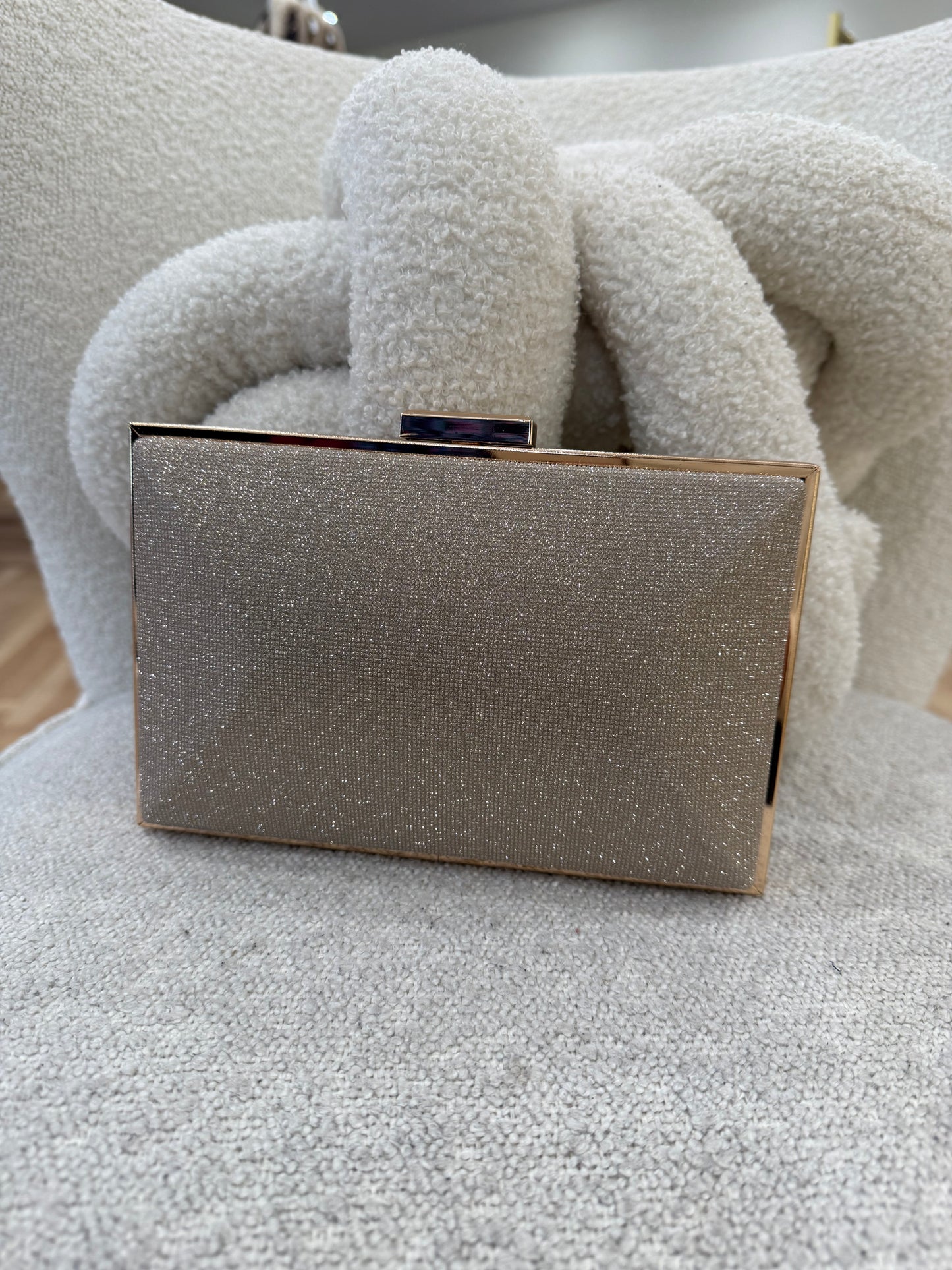 Gold Box Glitter Clutch Bag