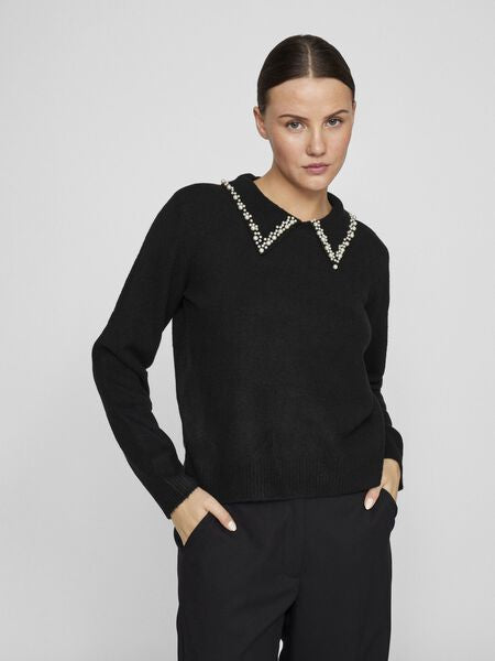 Pearl Collar Knit Pullover