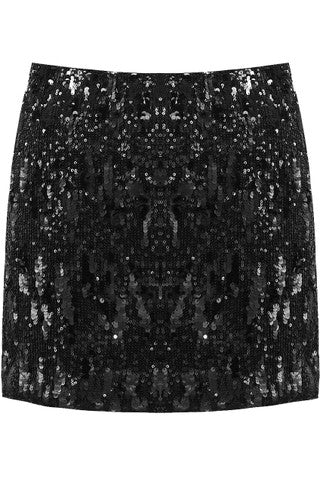 Sequin Mini Skirt in Black