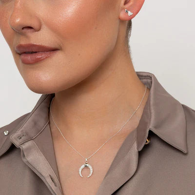 Crescent CZ Pendant