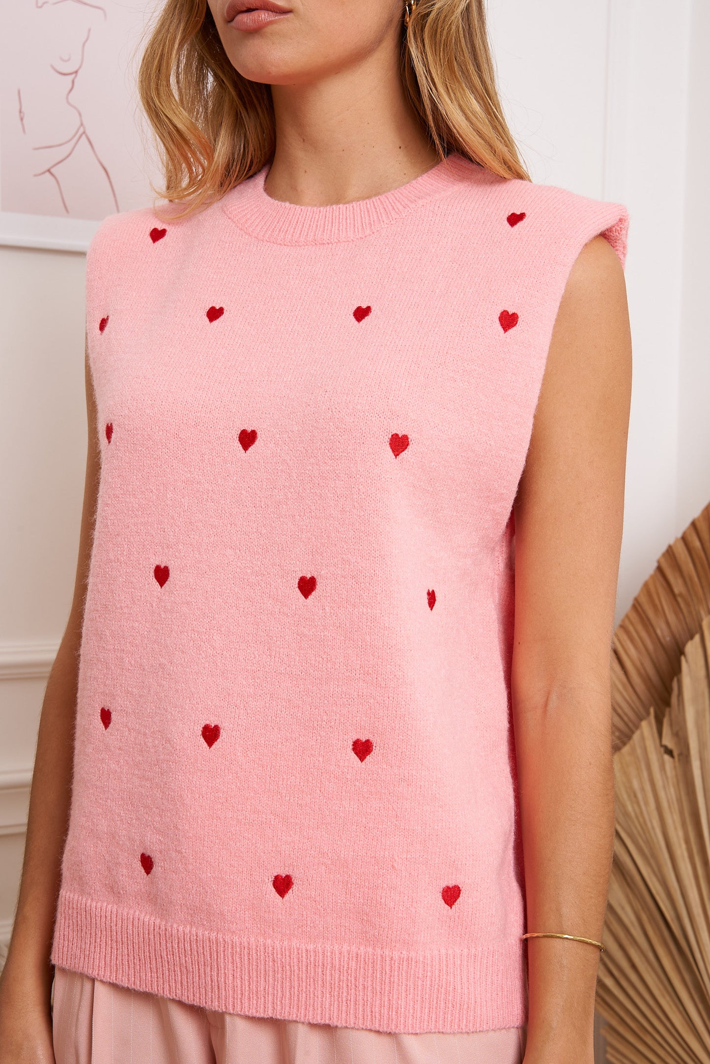 Pink Heart Knit Vest